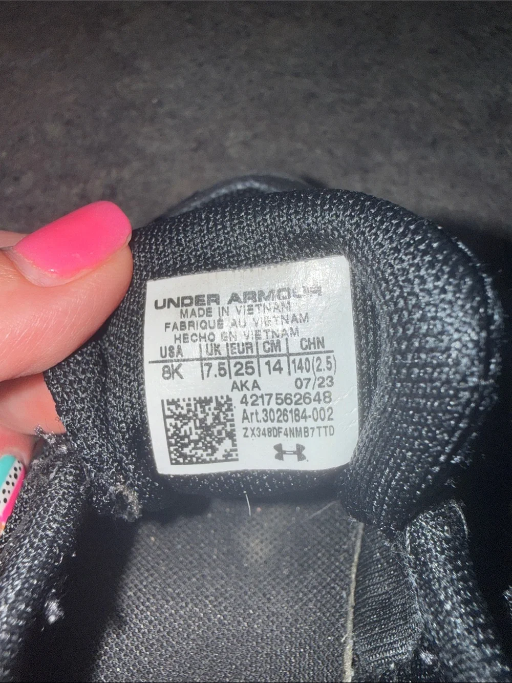 Under Armour Kids Black Hook-and-Loop Athletic Sneakers